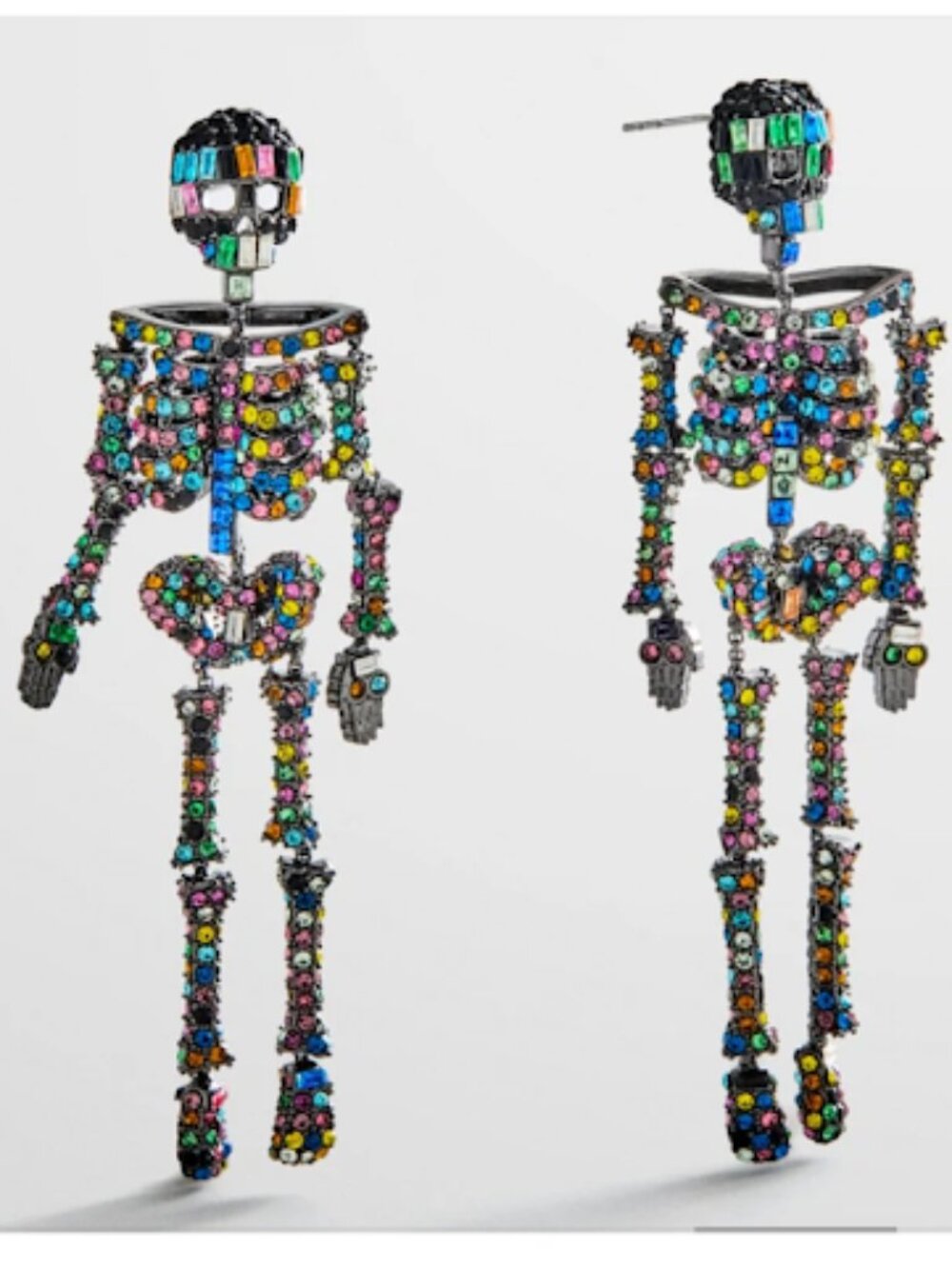 BaubleBar Halloween Multi Color Skeleton Body Drop Earrings Bones Spooky Season